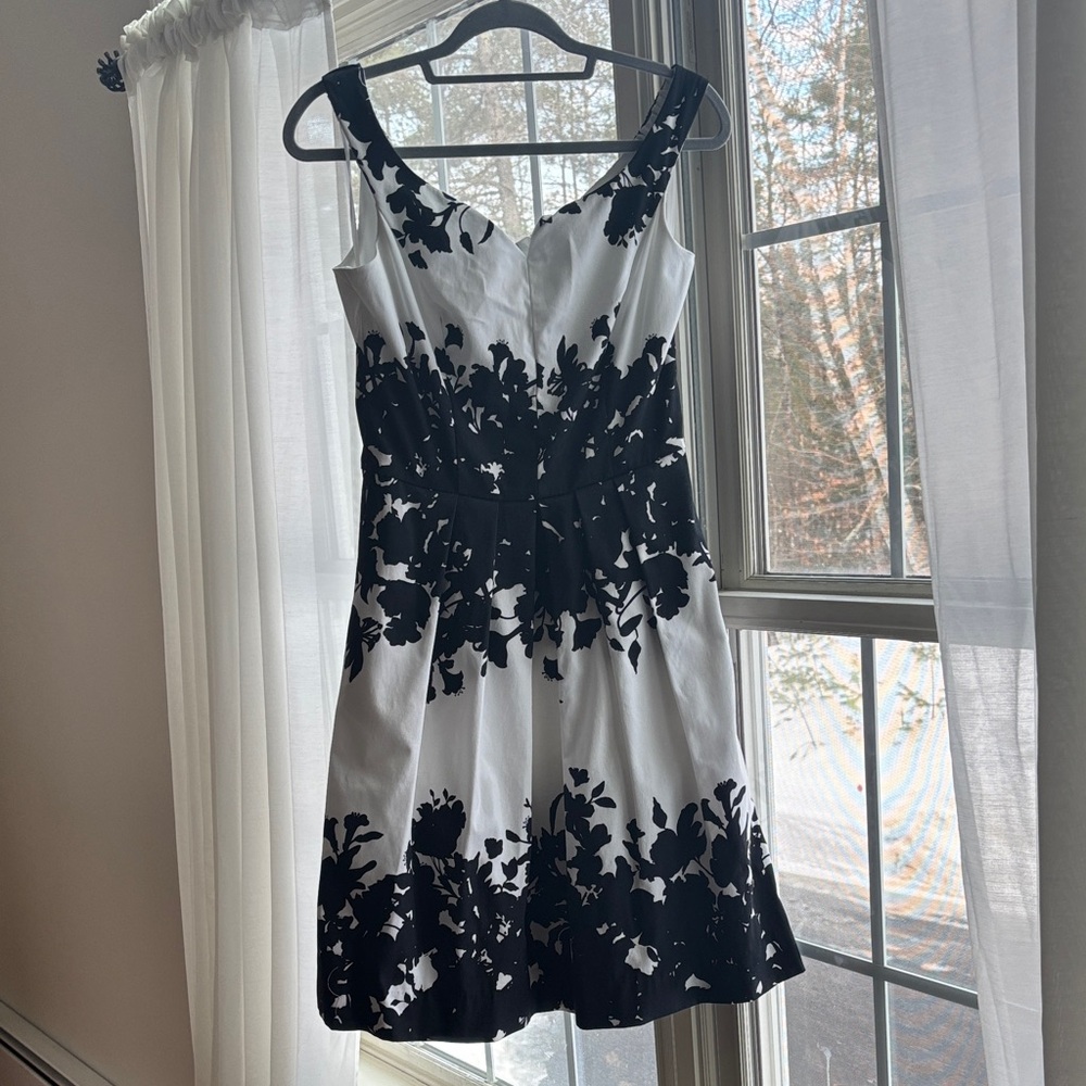 White House Black Market Monochrome Floral Midi Dress